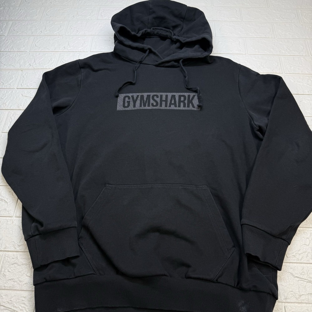 Gymshark Hoodie Men’s  Large  Black Charcoal Pullover Fleece Athletic Training
